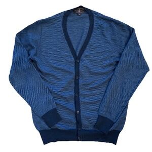Robert Talbott Estate  Men's Navy Merino Wool Button Cardigan Made In Italy M